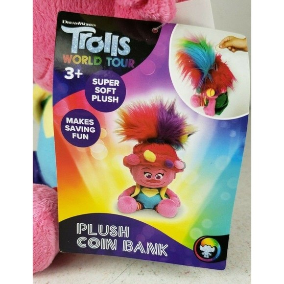 Trolls World Tour Plush Coin Bank Super Soft Doll Toy 2020 DreamWorks - Picture 3 of 12